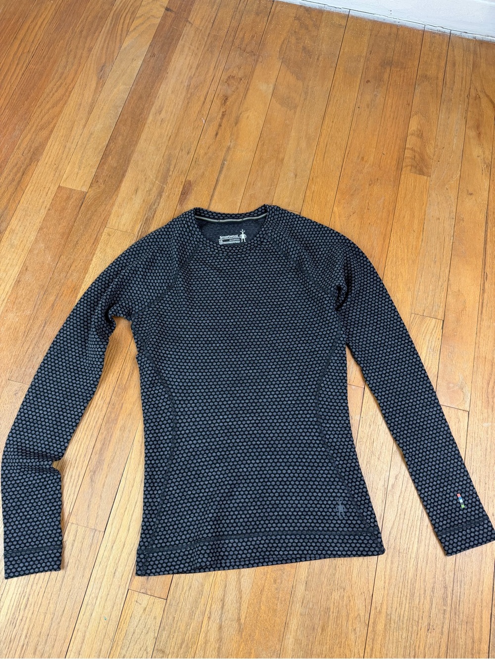 Smartwool Black Crewneck Sweater with Subtle Dot Pattern